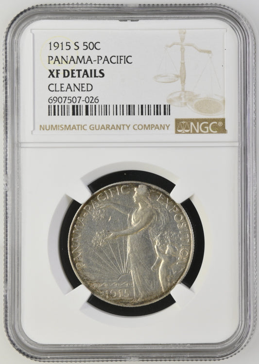 1915 S Panama-Pacific Exposition Half Dollar 50c Commemorative - NGC XF Details Cleaned