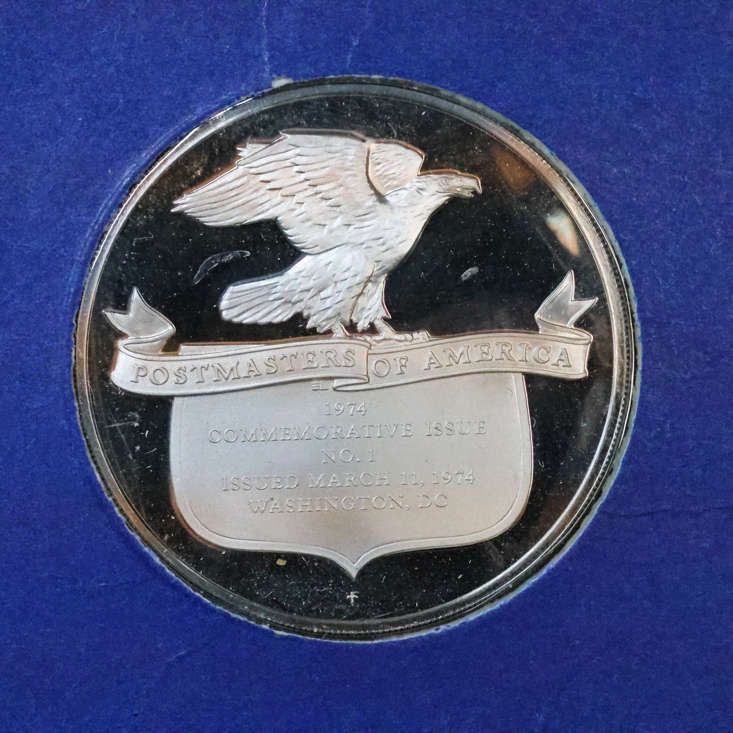 1974 Postmasters of America STERLING SILVER Art Round - No. 1 Veterans of Foreign Wars
