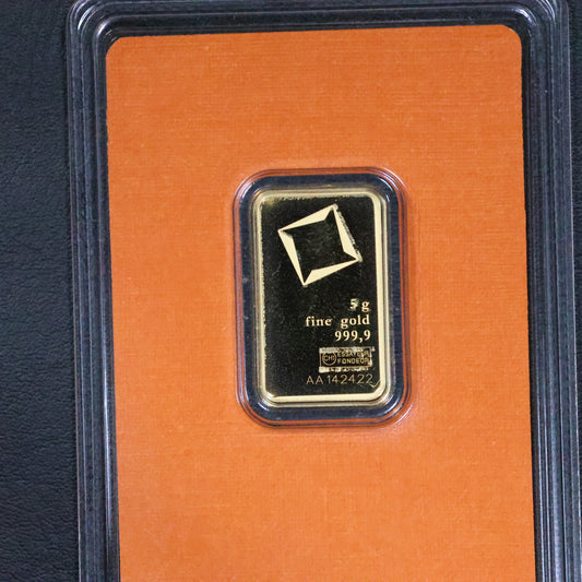 Valcambi Suisse 5 Gram Gold Bar .9999 Fine Sealed In Assay