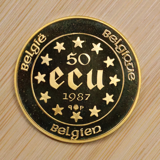 1987 Belgium 50 ECU 1/2 oz Gold Treaty of Rome Proof Coin