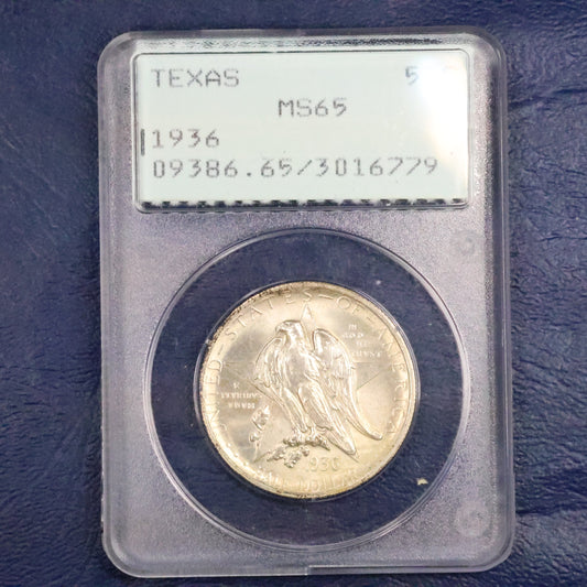 1936 Texas Half Dollar 50c Commemorative - PCGS MS 65 Rattler