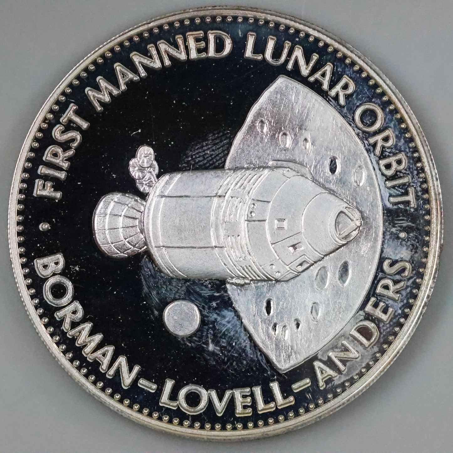 Danbury Mint Men In Space - Apollo VIII 1st Manned Lunar Orbit Sterling Silver Proof Coin Medal