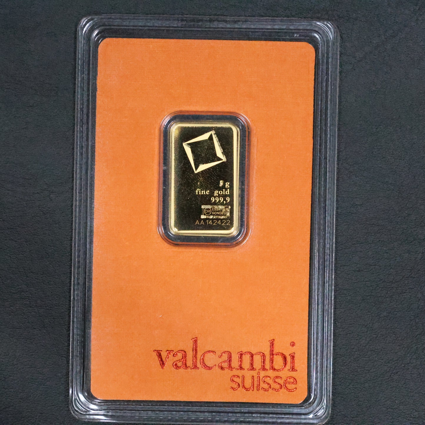 Valcambi Suisse 5 Gram Gold Bar .9999 Fine Sealed In Assay