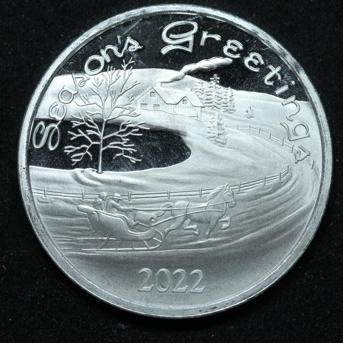 1 oz .999 Fine Silver - 2022 Season's Greetings Christmas Engravable Round