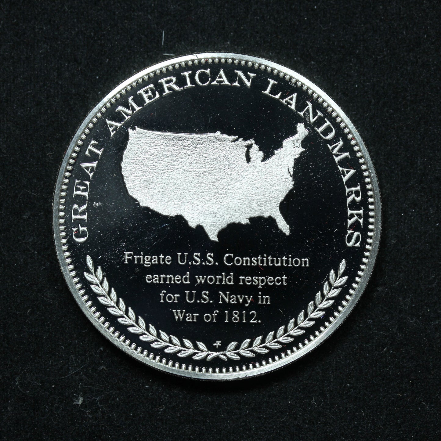 Franklin Mint Great American Landmarks Medal - Old Ironsides Sterling Proof w/ Capsule