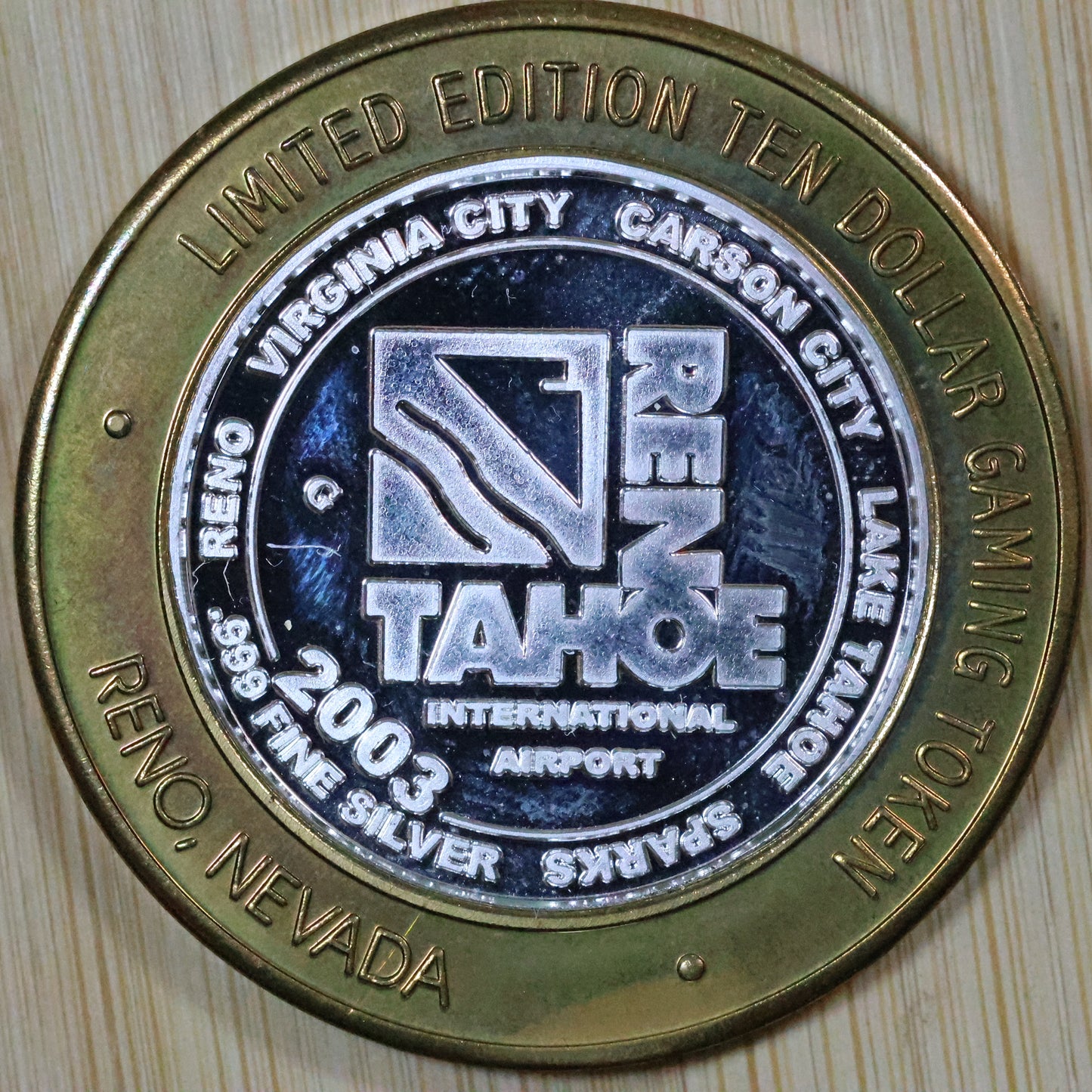 2003 Reno Tahoe Airport $10 Gaming Casino Token - Virginia City 2 of 5 w/ Capsule