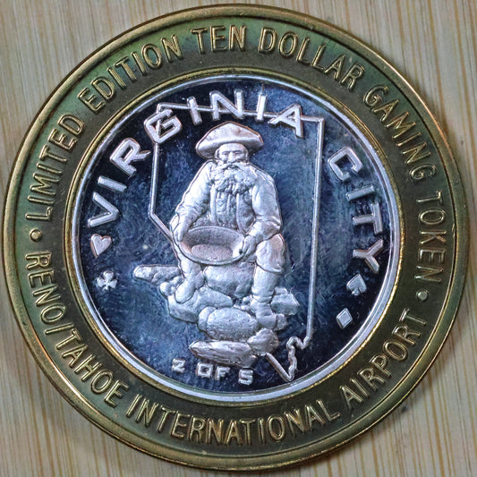 2003 Reno Tahoe Airport $10 Gaming Casino Token - Virginia City 2 of 5 w/ Capsule