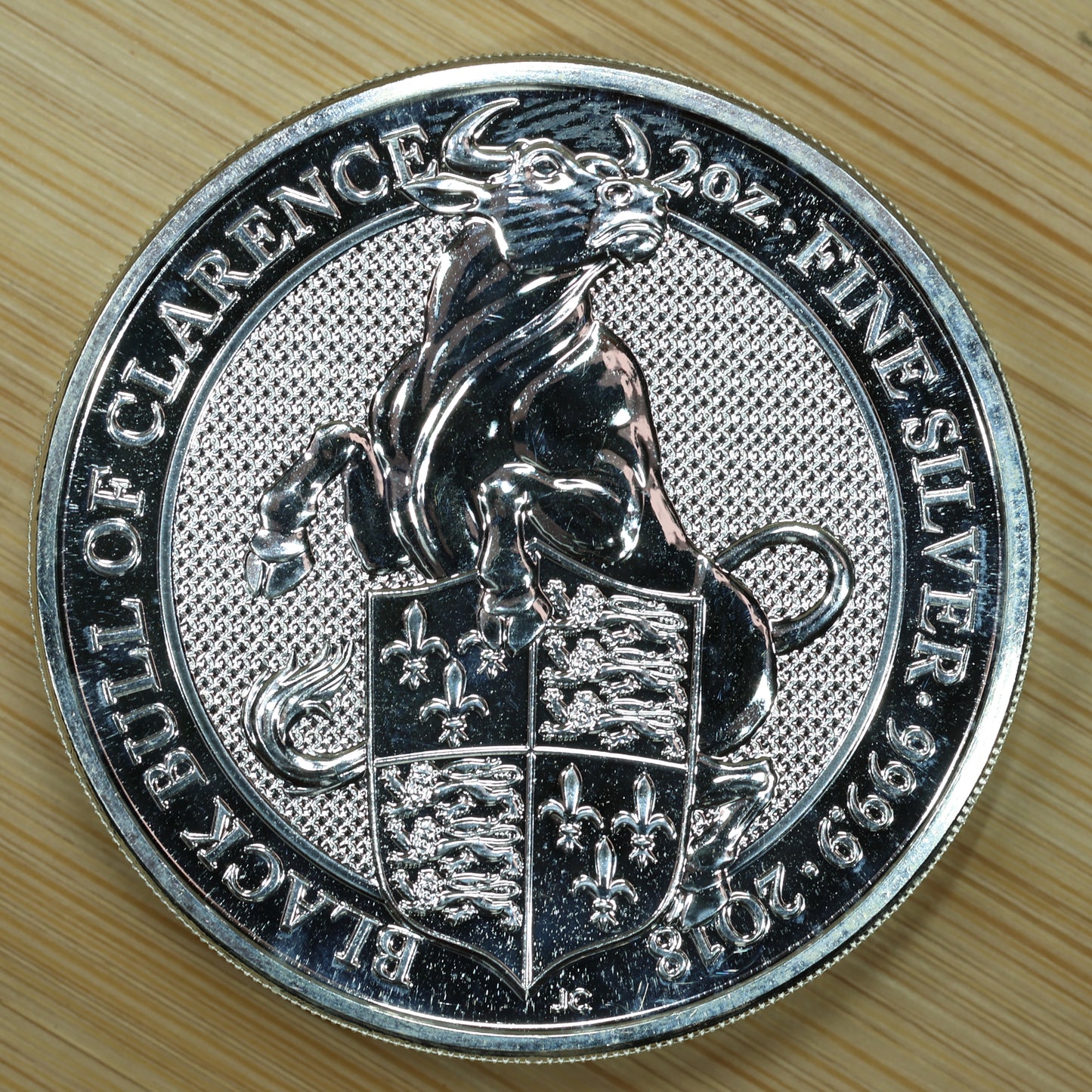 2018 Great Britain 2 oz Silver Queen's Beasts Black Bull of Clarence Exact Coin Pictured