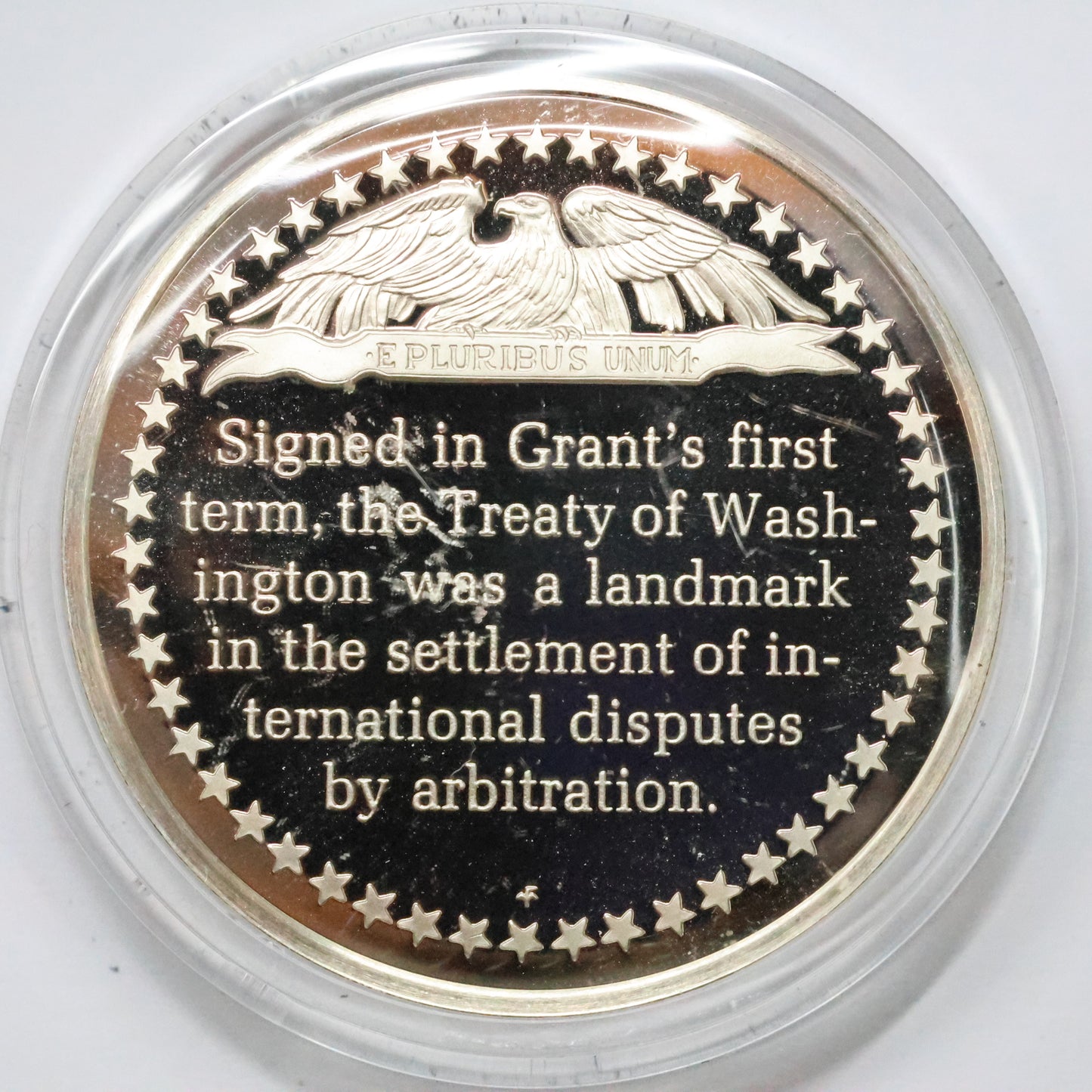 Franklin Mint STERLING SILVER Medals - History of American Presidency - Treaty of Washington