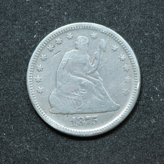 1875 Seated Liberty Silver Quarter Philadelphia