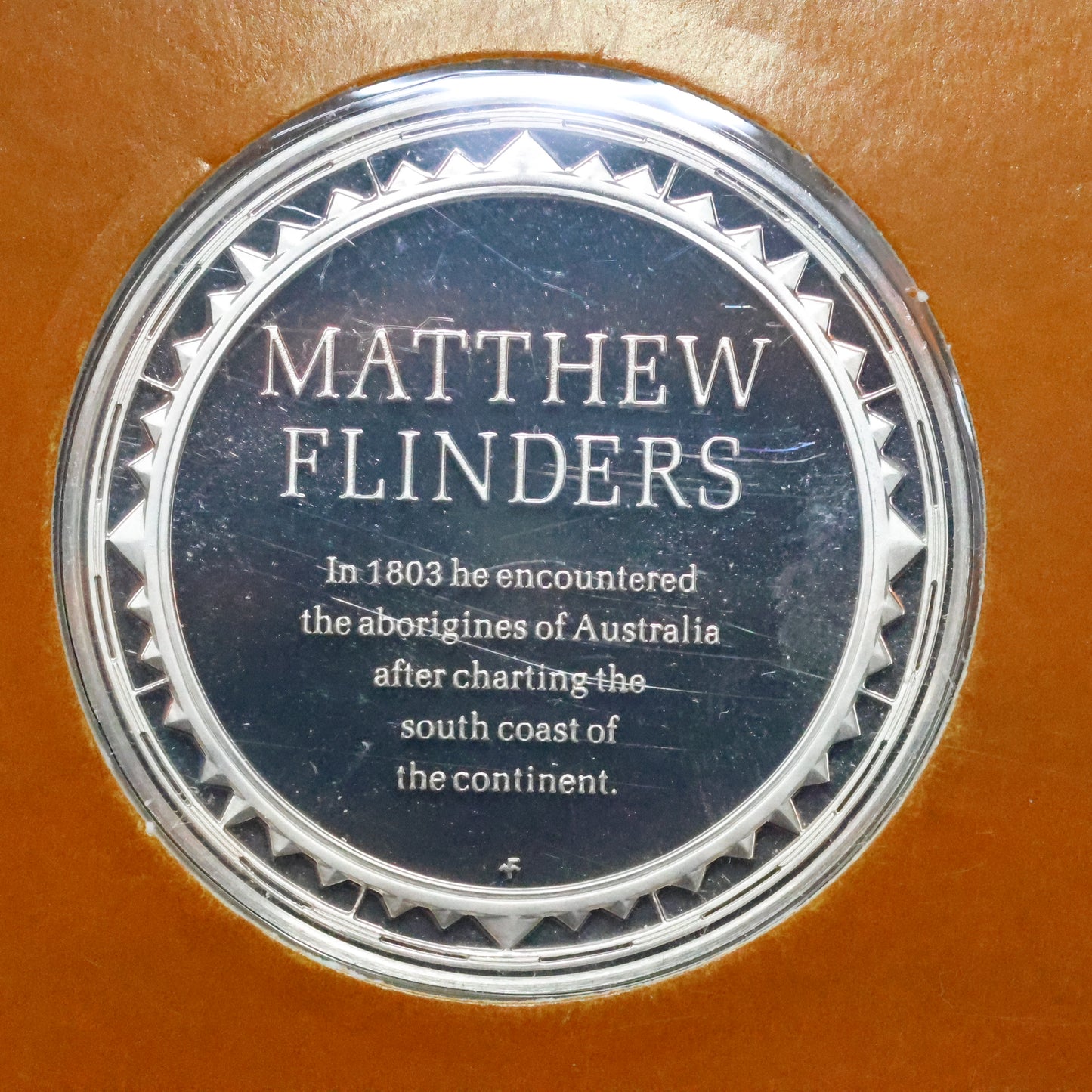 Franklin Mint The Great Explorers STERLING SILVER Art Round - Matthew Flinders