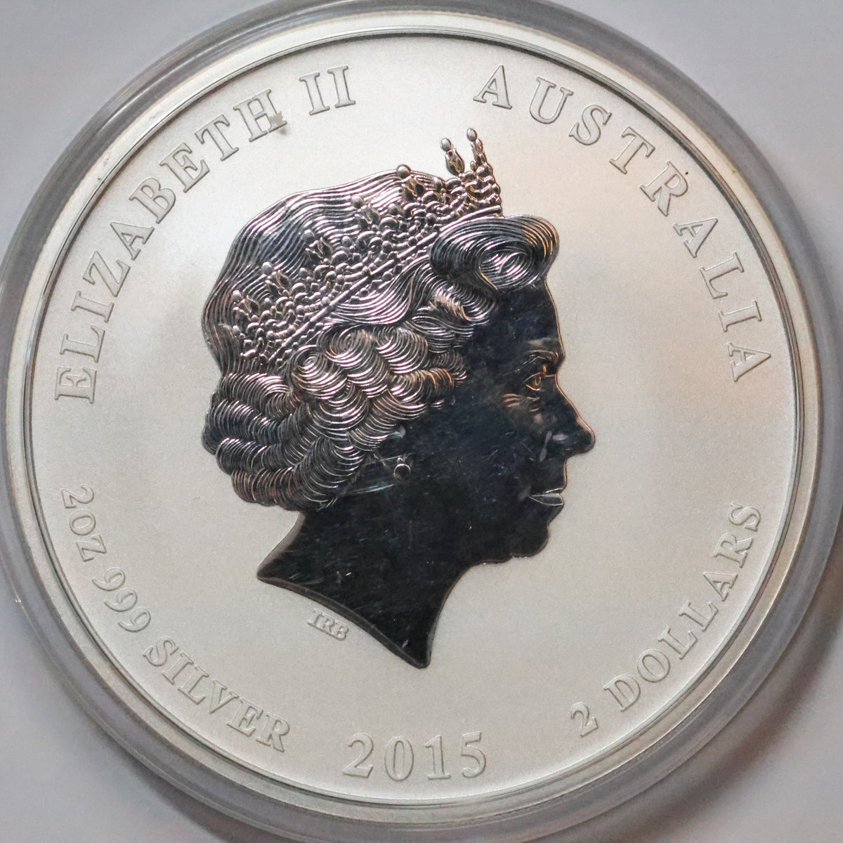 2015 2 oz Silver .9999 Fine Silver Australian Lunar Goat $2 Coin w/ Capsule