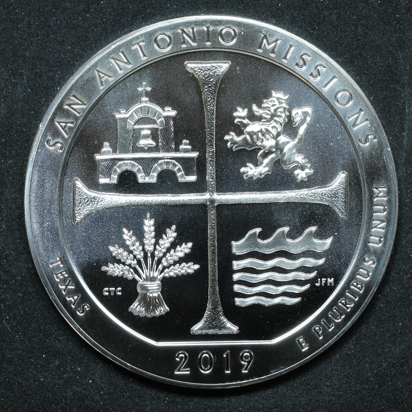 2019 America the Beautiful 5 oz Silver Quarter San Antonio Missions Texas w/ Capsule