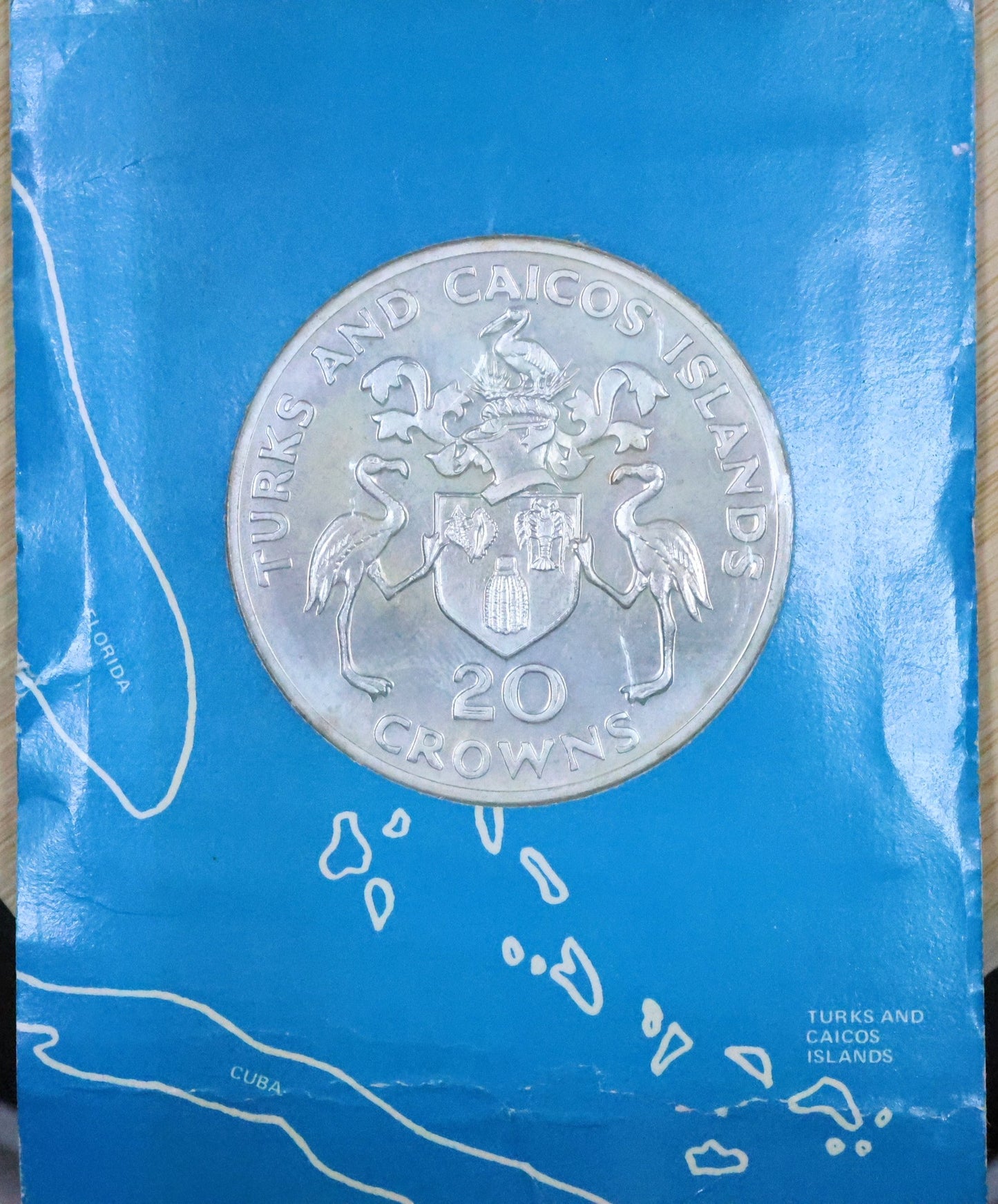 1974 Turks & Caicos Islands 20 Crowns Churchill Centenary Sterling Silver Coin in OGP