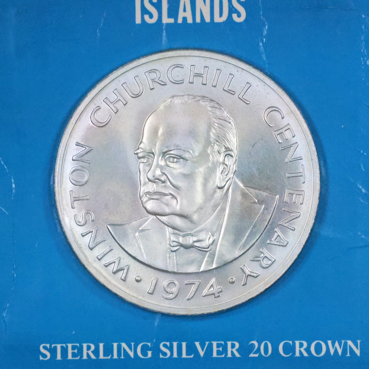 1974 Turks & Caicos Islands 20 Crowns Churchill Centenary Sterling Silver Coin in OGP