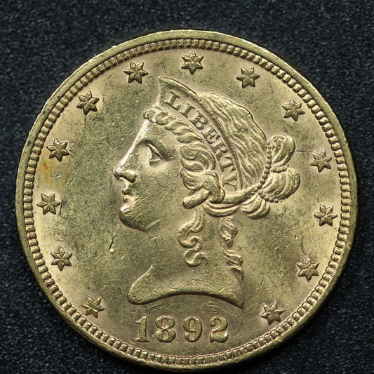 1892 $10 Liberty Head US Gold Eagle Coin