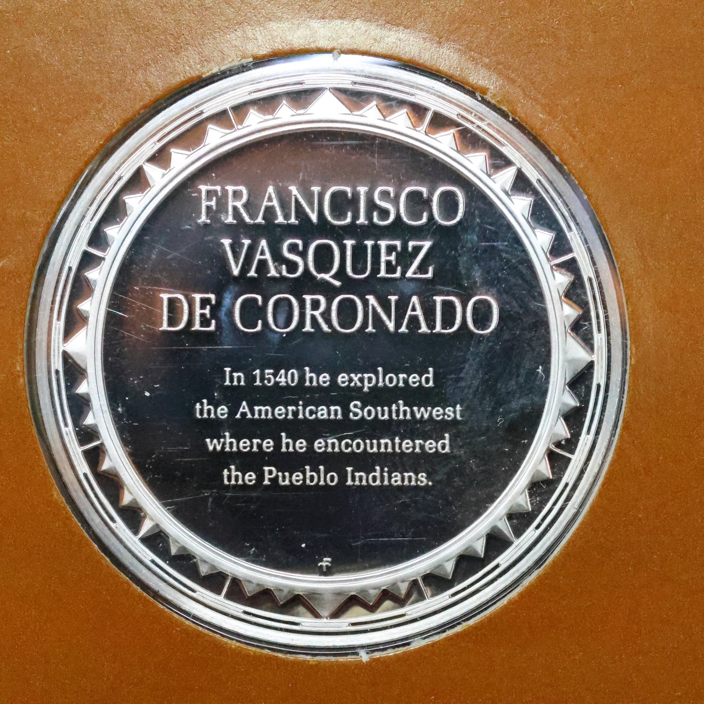 Franklin Mint The Great Explorers STERLING SILVER Art Round - De Coronado