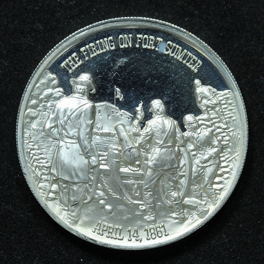 Sterling Silver Art Round Medal History of the Civil War - The Firing on Fort Sumter - 25 g