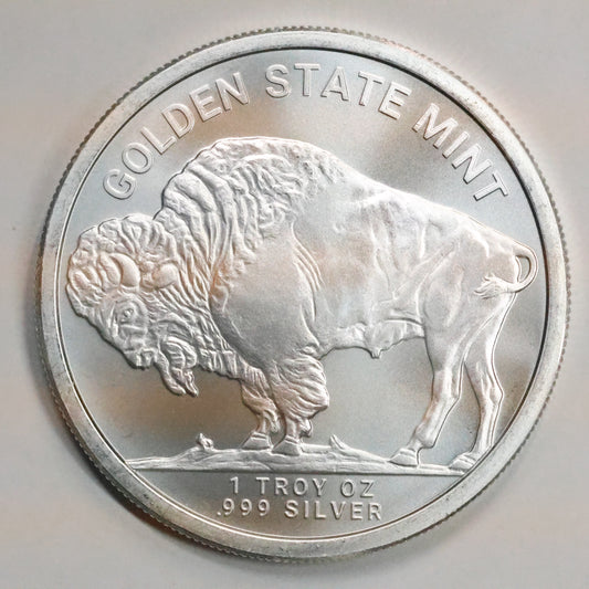 1 oz .999 Fine Silver - Golden State Mint (GSM) Buffalo Round