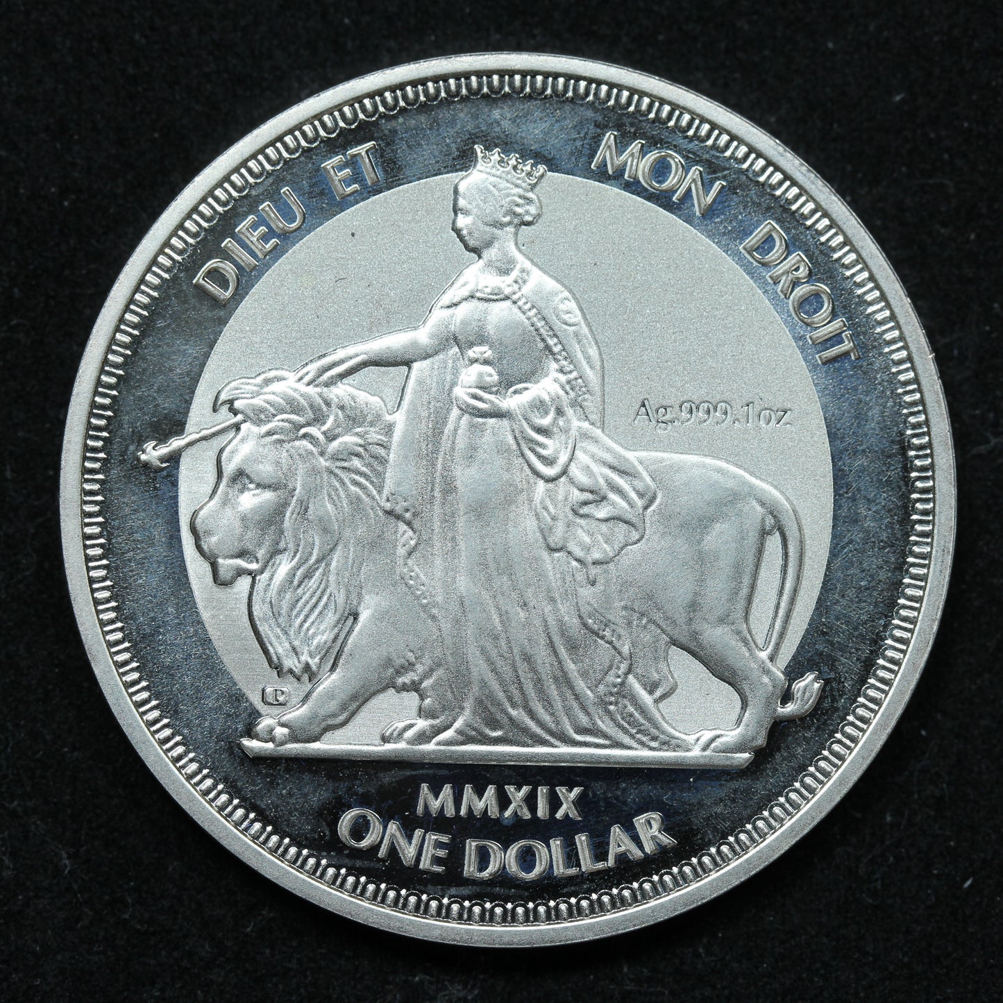 2019 British Virgin Islands 1 oz .999 Fine Silver Una & The Lion Frosted