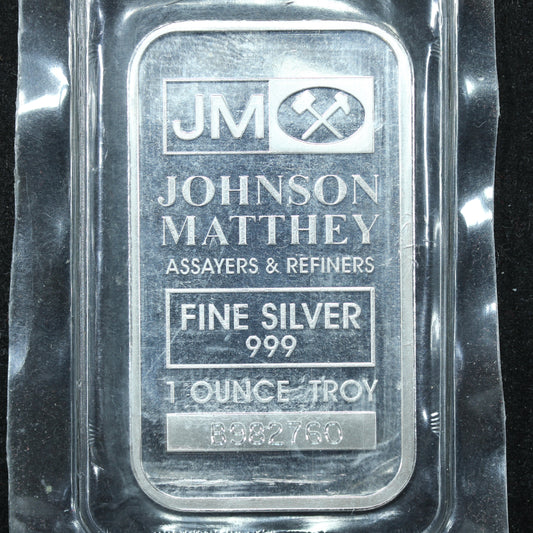 1 oz .999 Silver Bar - Johnson Matthey - Sealed