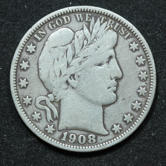 1908 O Barber Silver Half Dollar - New Orleans