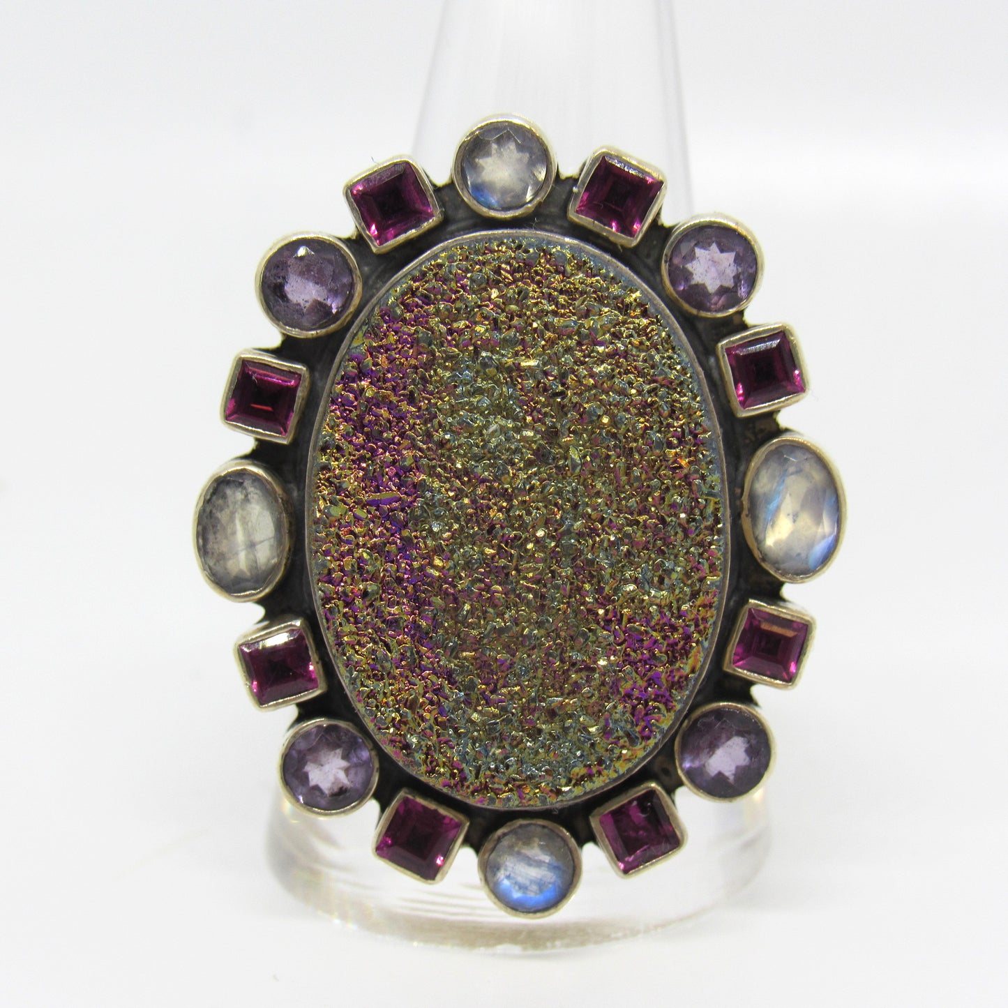 Nicky Butler Sterling Silver 925 Druzy Quartz Multi Gemstone Ring - Sz 10.75