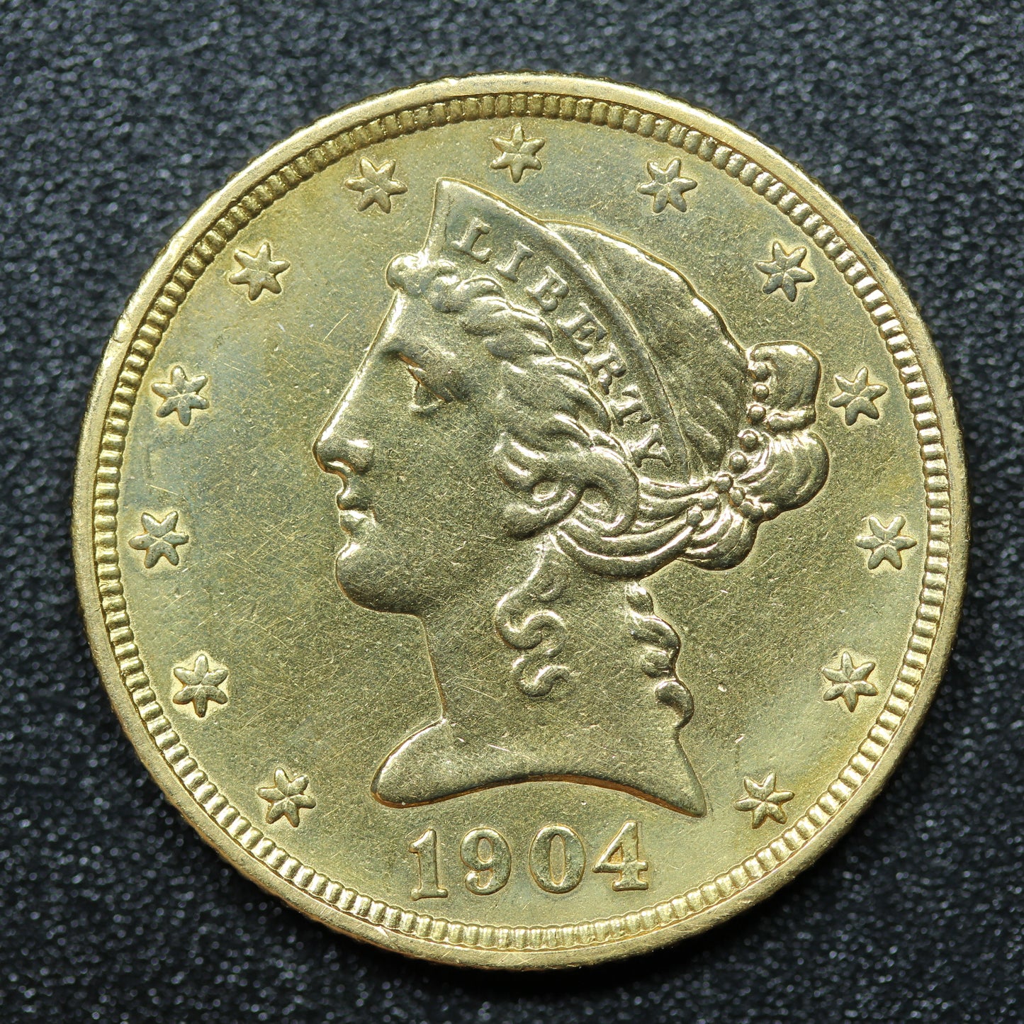 1904 $5 US Liberty Head Half Eagle Gold Coin - Philadelphia