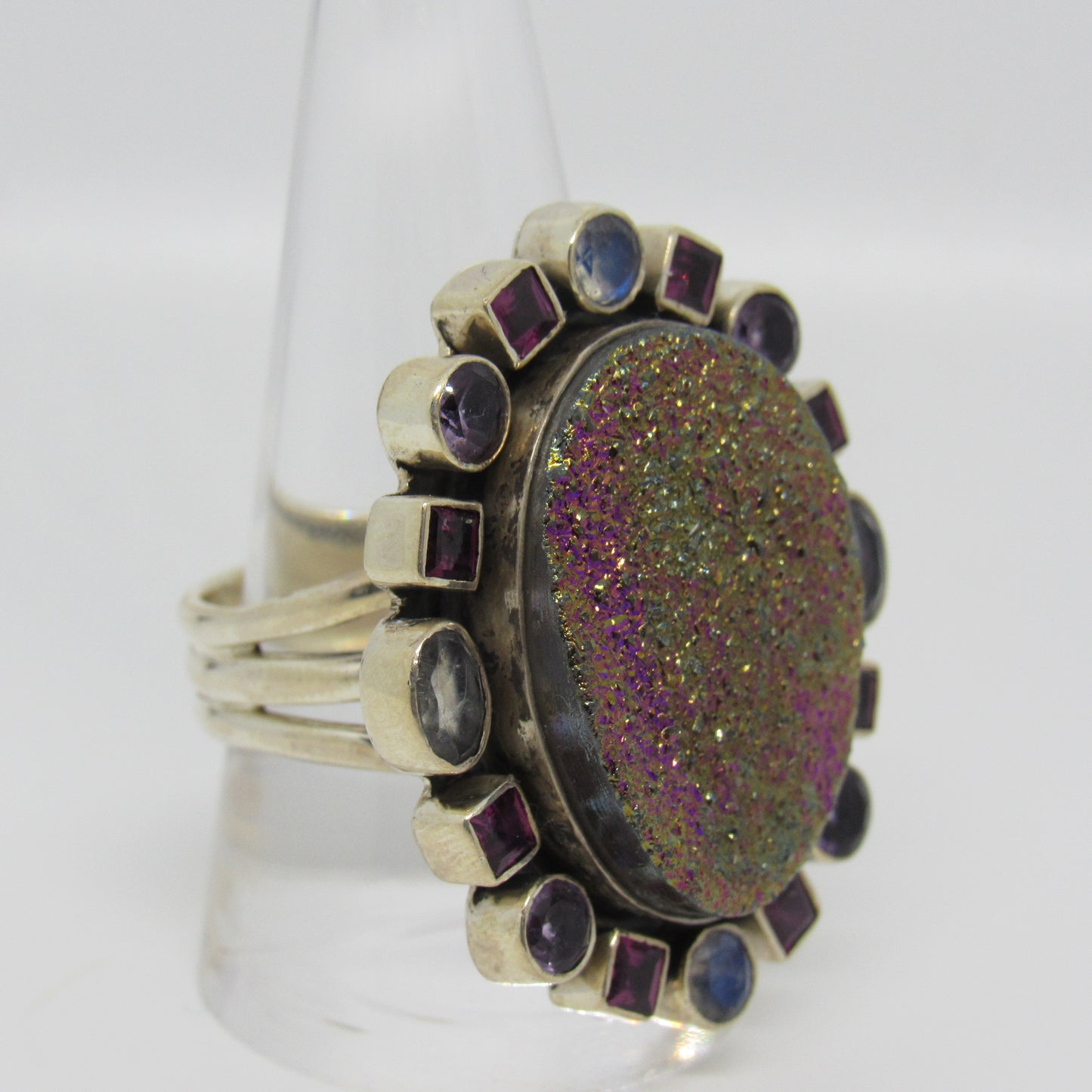 Nicky Butler Sterling Silver 925 Druzy Quartz Multi Gemstone Ring - Sz 10.75