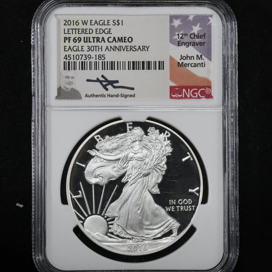 2016 W American Silver Eagle $1 .999 Fine Silver - NGC PF 69 Ultra Cameo 30th Anniv.