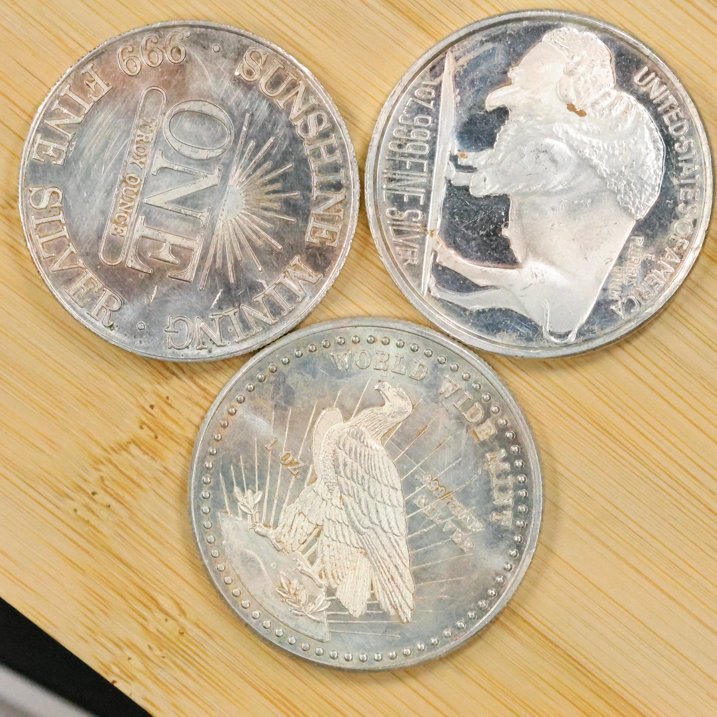 Random Lot of 3 Troy Ounces of Silver .999 Our Choice of Round Secondary Market