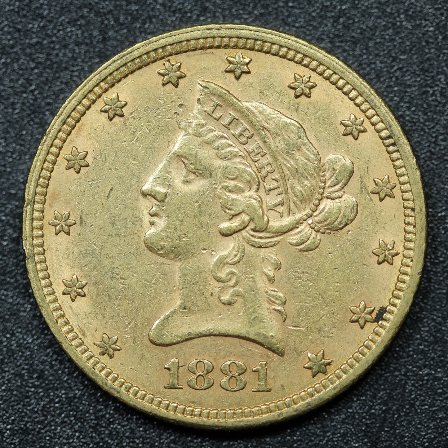1881 $10 Liberty Head US Gold Eagle Coin