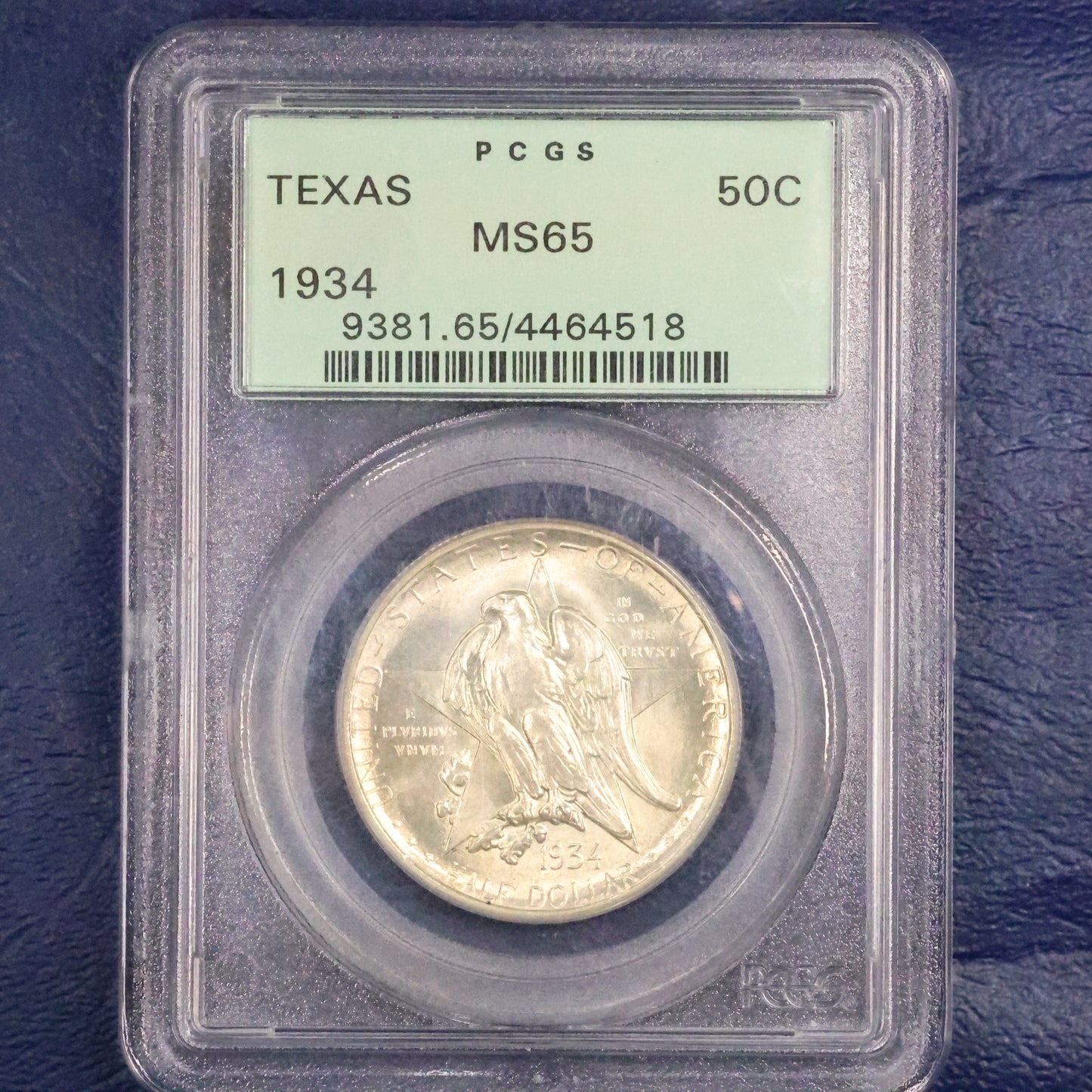 1934 Texas Half Dollar 50c Commemorative - PCGS MS 65 OGH