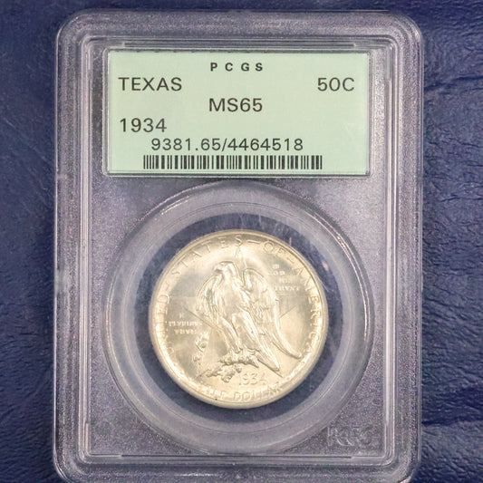 1934 Texas Half Dollar 50c Commemorative - PCGS MS 65 OGH