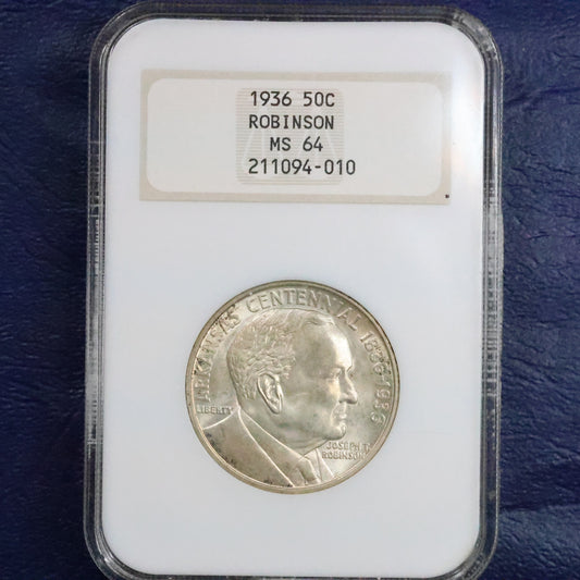 1936 Robinson Half Dollar 50c Commemorative - NGC MS 64