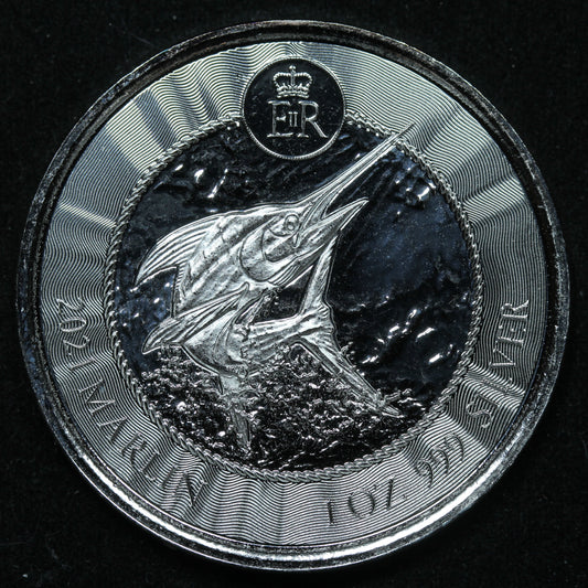 2021 1 oz .999 Fine Silver - $1 Cayman Islands Marlin BU