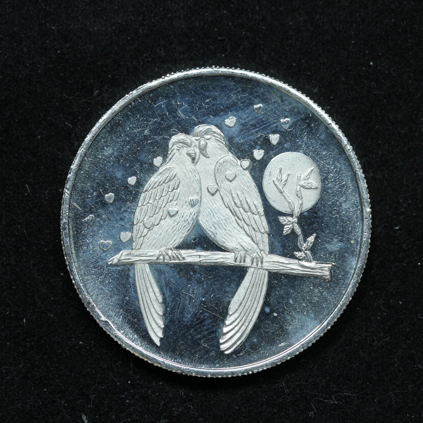 1/2 oz .999 Fine Silver - Love Birds Hearts Flowers