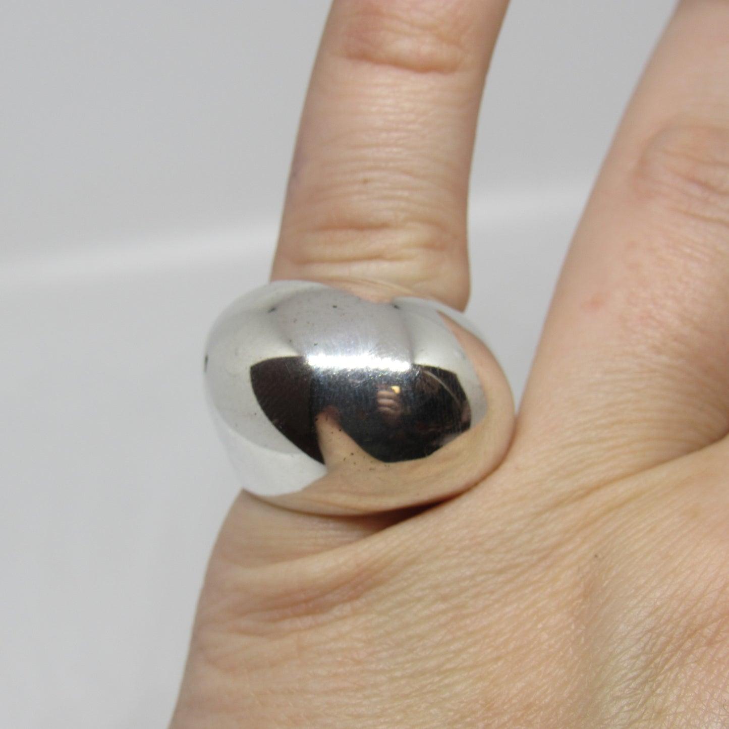 Vintage Sterling Silver MWS Indonesia Unique Modernist Domed Ring - Size 7