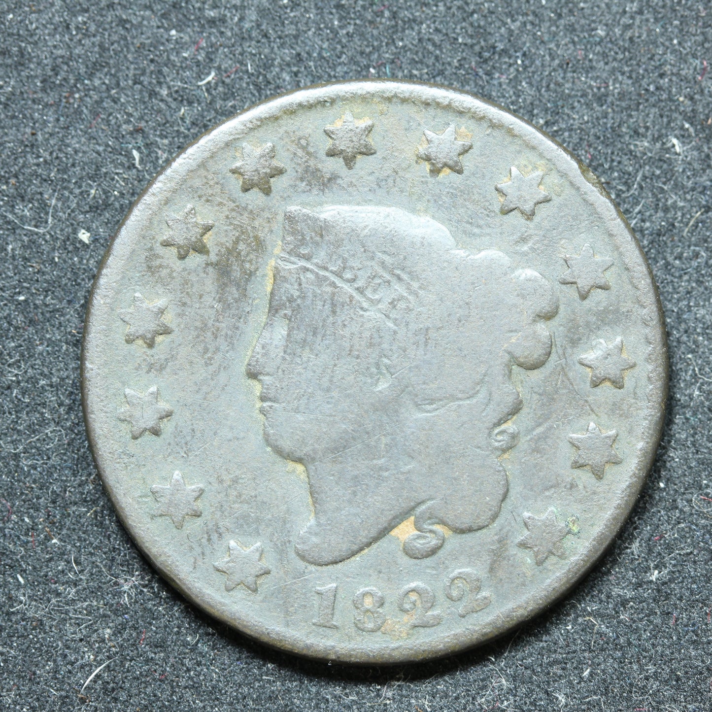 1822 Braided Hair US Large Cent 1C Penny