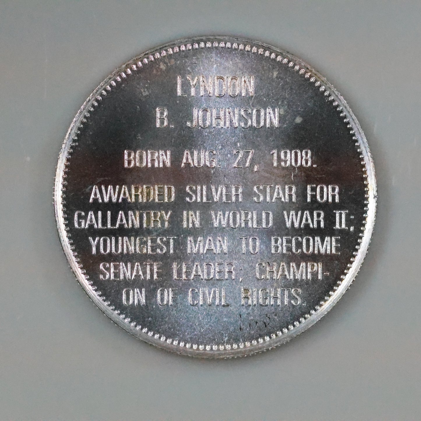 Franklin Mint Presidential Commemorative Sterling Silver Medal - Lyndon B. Johnson