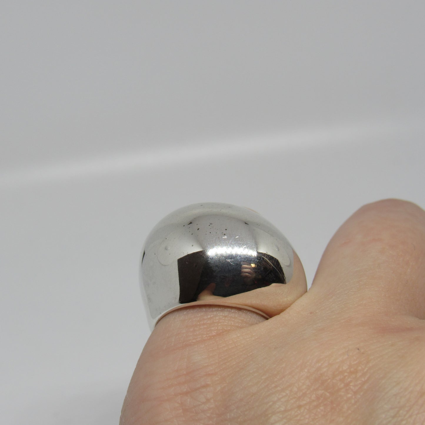 Vintage Sterling Silver MWS Indonesia Unique Modernist Domed Ring - Size 7