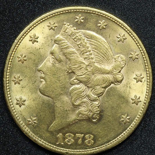 1878 $20 Gold Liberty Head Double Eagle - Philadelphia