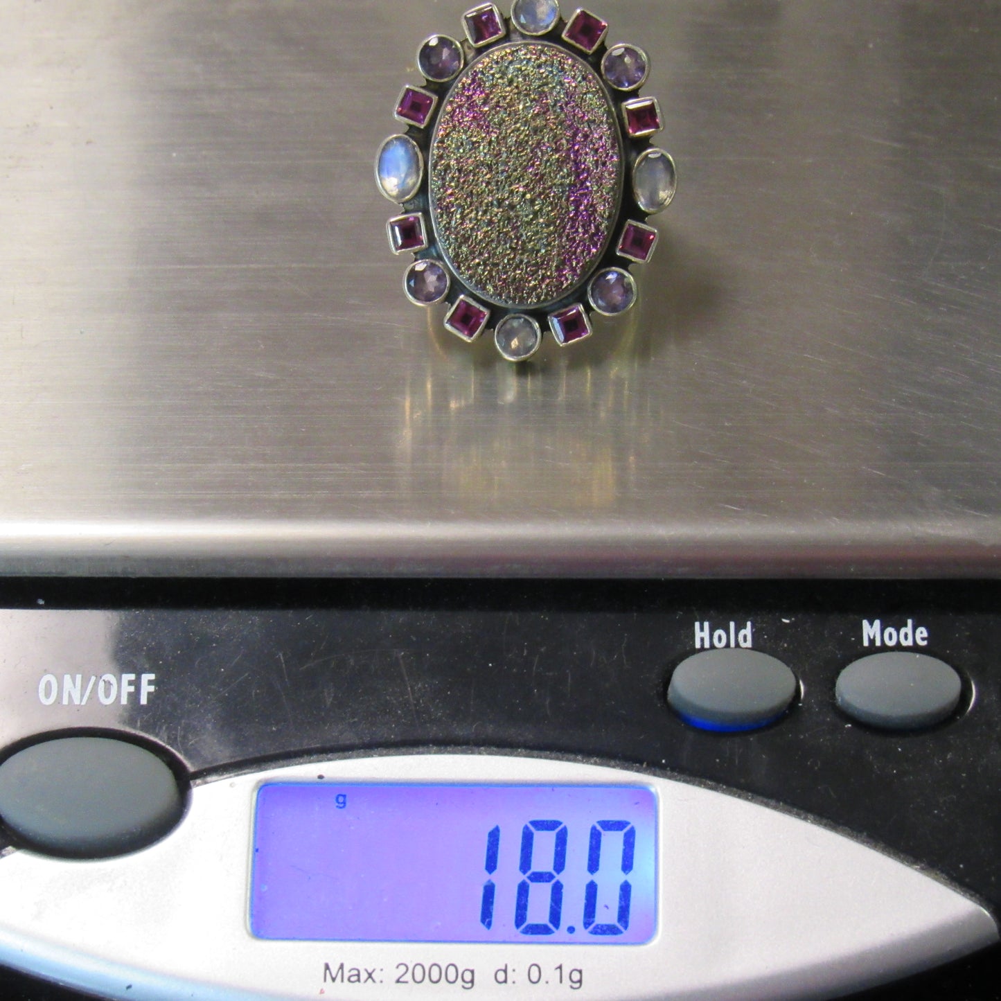 Nicky Butler Sterling Silver 925 Druzy Quartz Multi Gemstone Ring - Sz 10.75