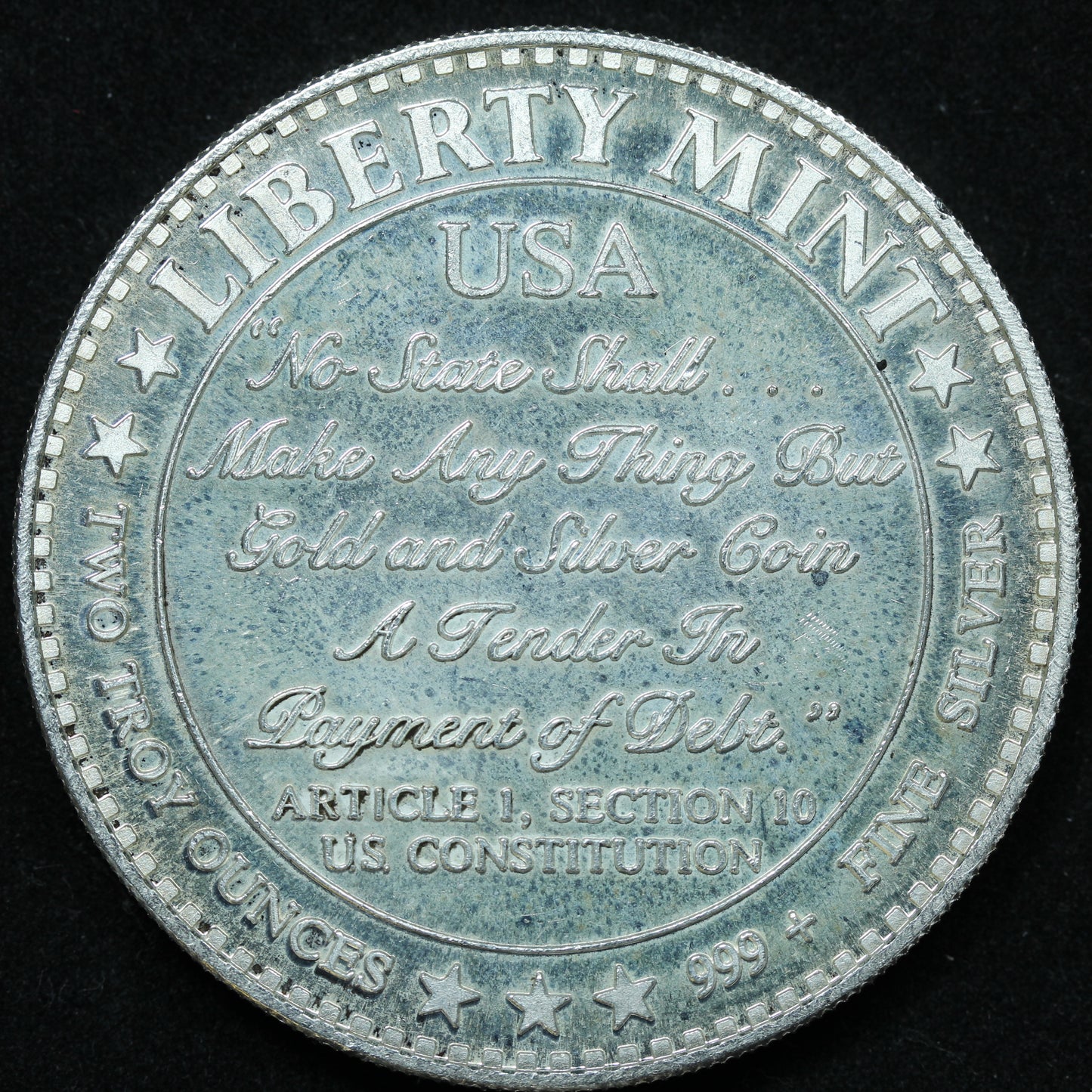 2 oz .999 Fine Silver Round Honest Value Never Fails Liberty Mint
