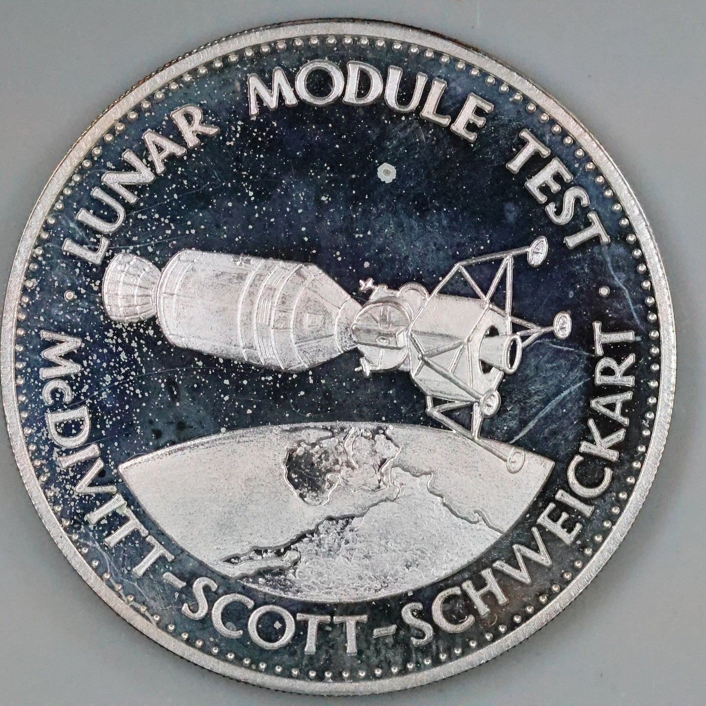 Danbury Mint Men In Space - Apollo IX Lunar Module Test Sterling Silver Proof Coin Medal