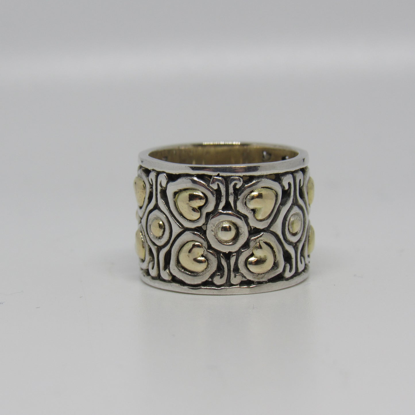 Vintage David Schorr DS/ID Sterling Silver 925 18k Band Ring - Size 5.75