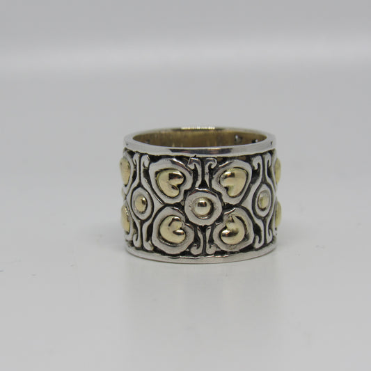 Vintage David Schorr DS/ID Sterling Silver 925 18k Band Ring - Size 5.75
