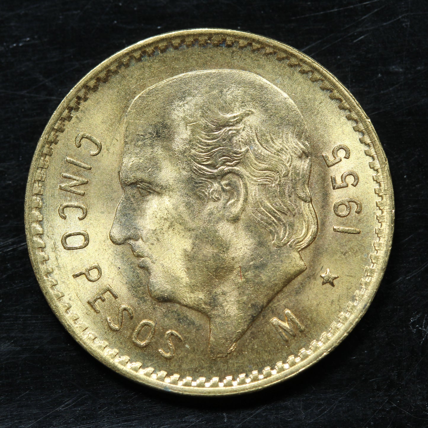 1955 5 Pesos Cinco Pesos Mexico Gold Coin
