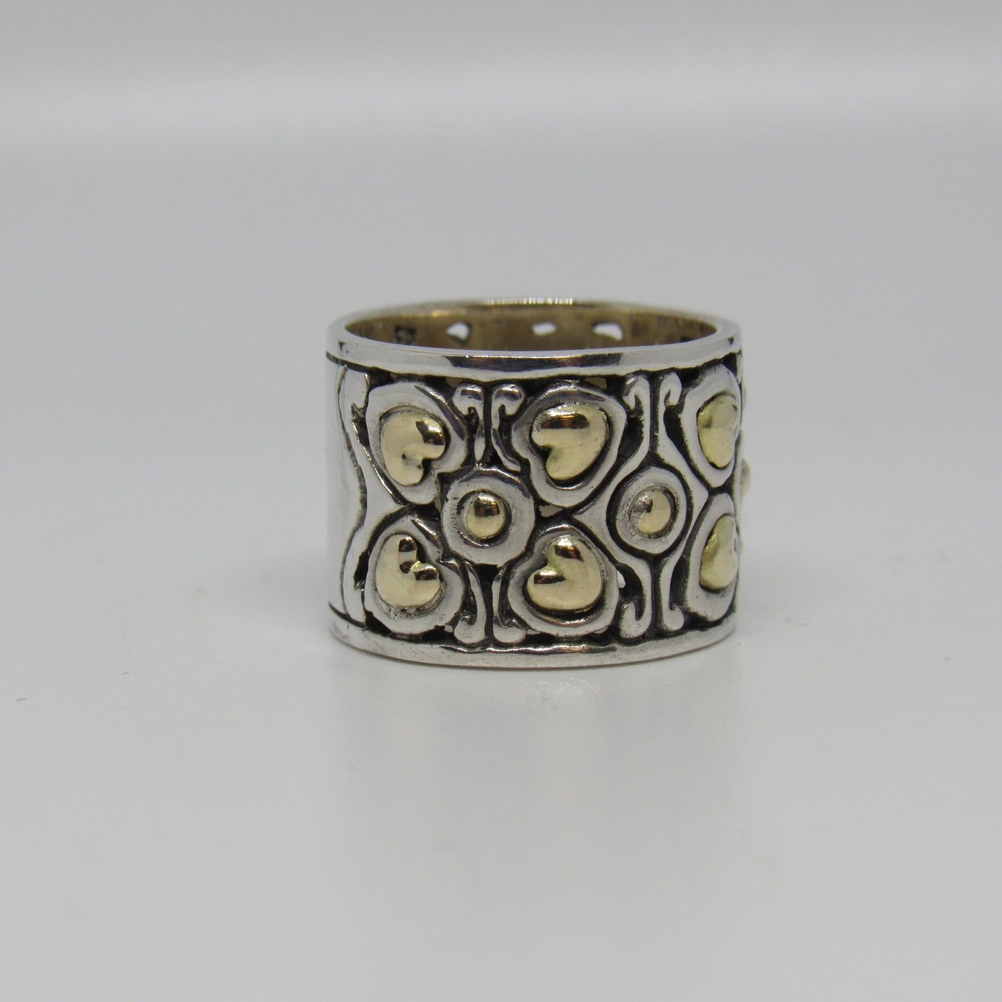 Vintage David Schorr DS/ID Sterling Silver 925 18k Band Ring - Size 5.75