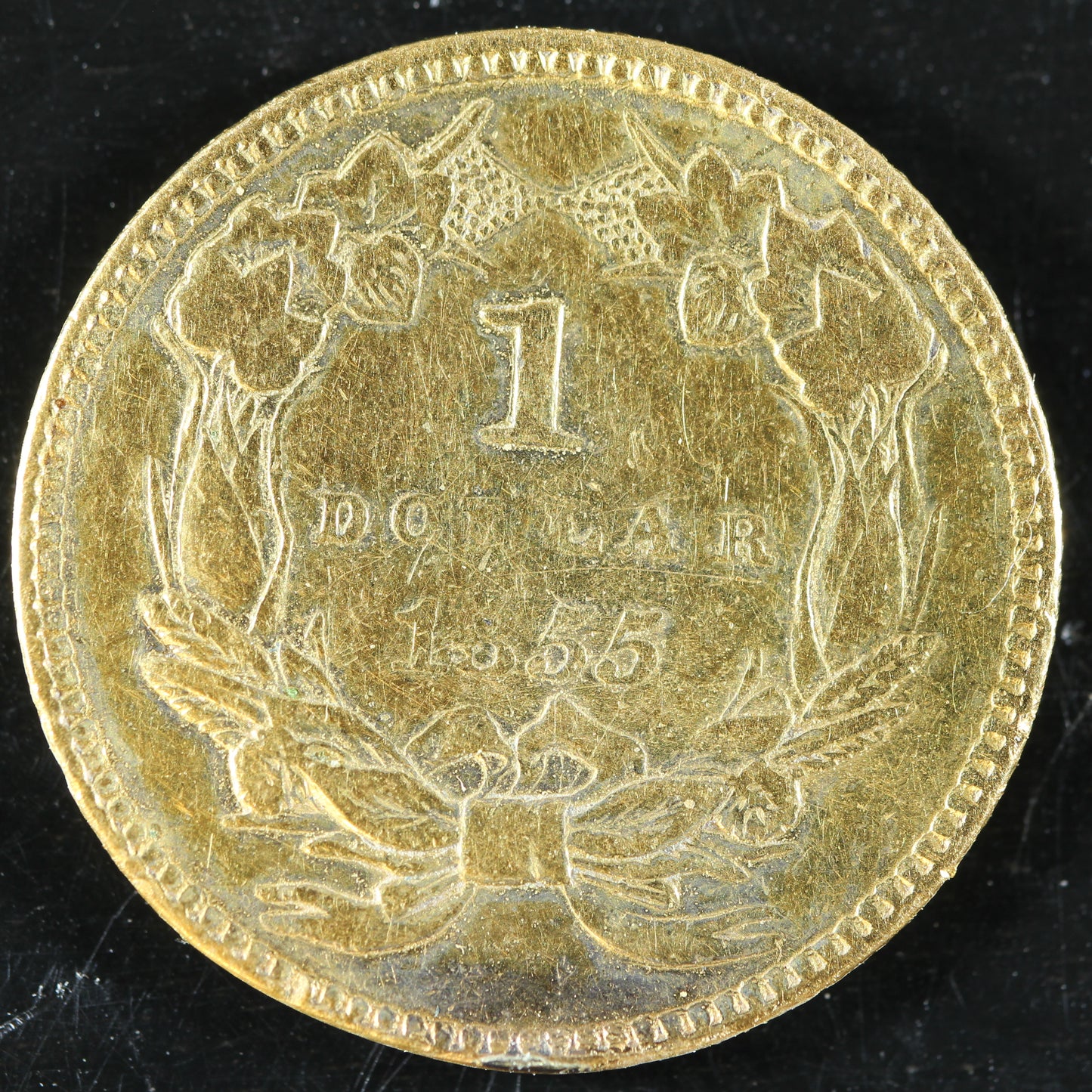 1855 US Gold $1 Dollar Indian Princess Small Head